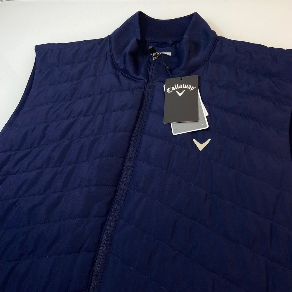 Callaway Mens Large Navy Blue Quilted Puffer Golf Vest New Sun Protection